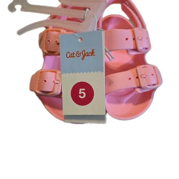 NWT Rainbow Toddler Sandals Easy Straps Pink Size 5 Cat & Jack - Picture 3 of 6